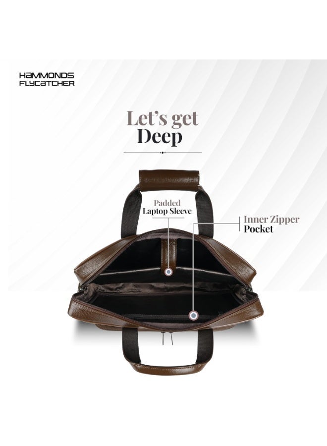  هاموندز فلاي كاتشر حقيبة لابتوب جلد طبيعي فاخرة للمكتب بحزام قابل للتعديل وجيوب متعددة تناسب لابتوب . بوصة ضمان سنة - Image 4